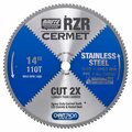 Brute Platinum 14in Brute RZR Cermet Tipped Circular Saw Blades for Stainless Steel, 110 Teeth, 1in Arbor CHA RZR-14-110-ST